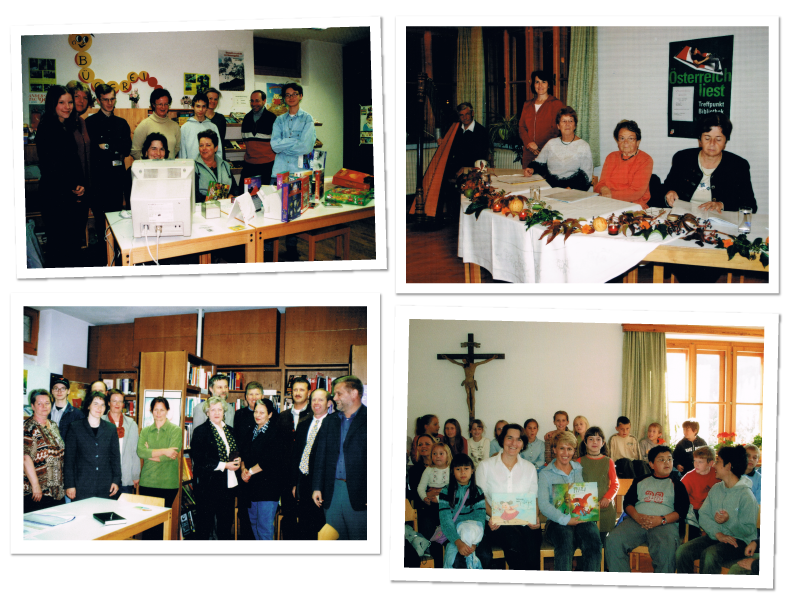 Einschulung PC - Besuch von Gemeinderat und Pfarre - Lesung Wenninger 2003 - Lesung BrixleggerInnen schreiben 2006